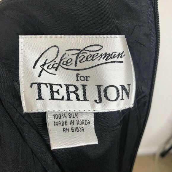 Vtg Rickie Freeman Teri Jon 100% Silk Sleeveless Monochrome Sheath Dress Small? - Picture 6 of 6